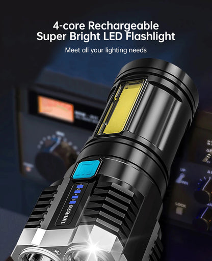 Lanterna LED Recarregável USB com Display de Bateria